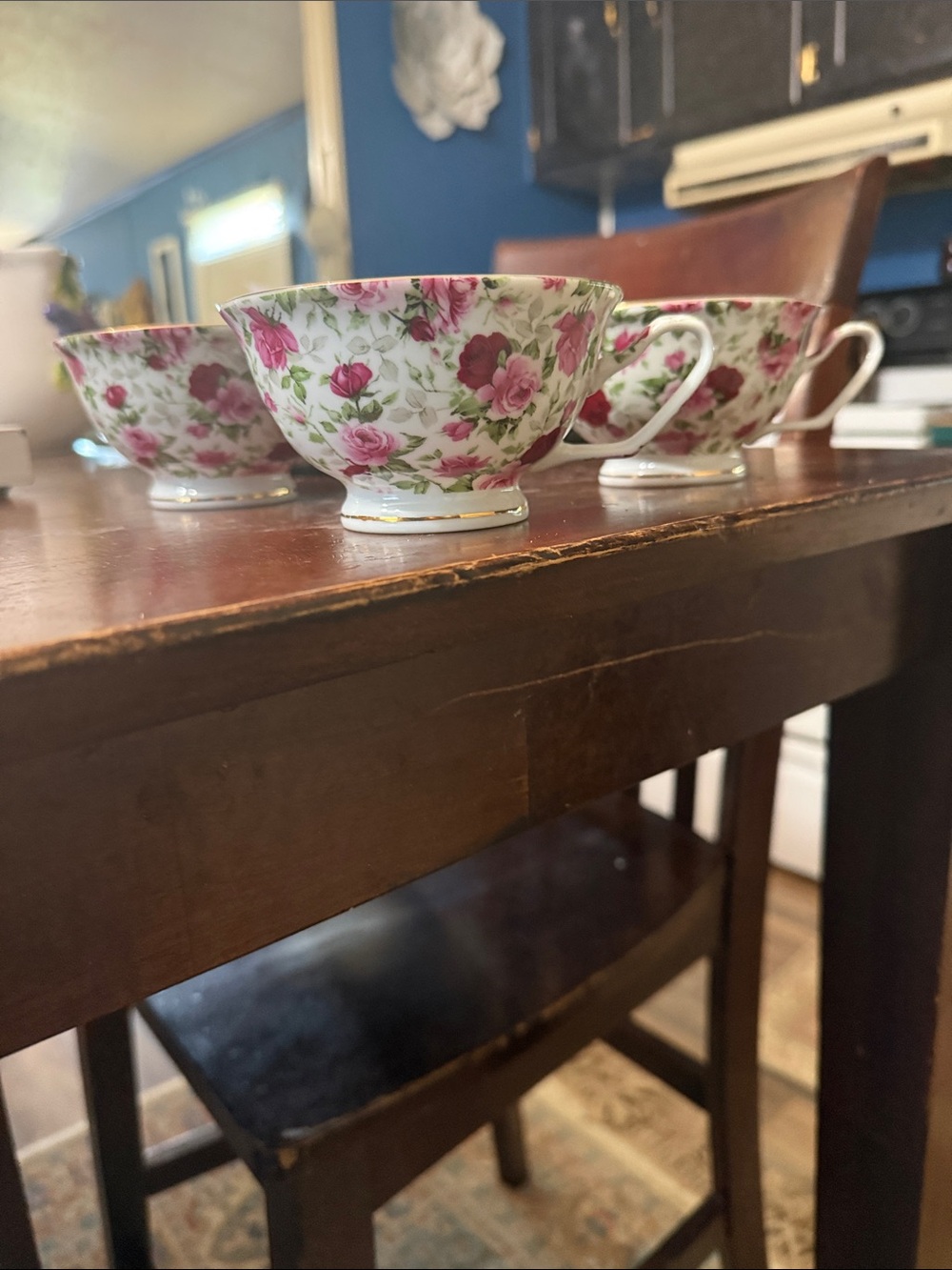 Vintage Gracie China set pink floral teacup set of 3